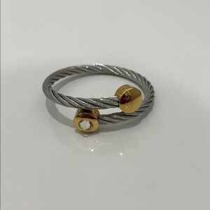 Rustic Cuff Silver and Gold Twisted Cable Bracelet